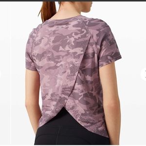 Lululemon Quick Pace Short Sleeve Pink Camo